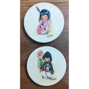 Ted DeGrazia Sandstone Coaster Lot Of 2 D3